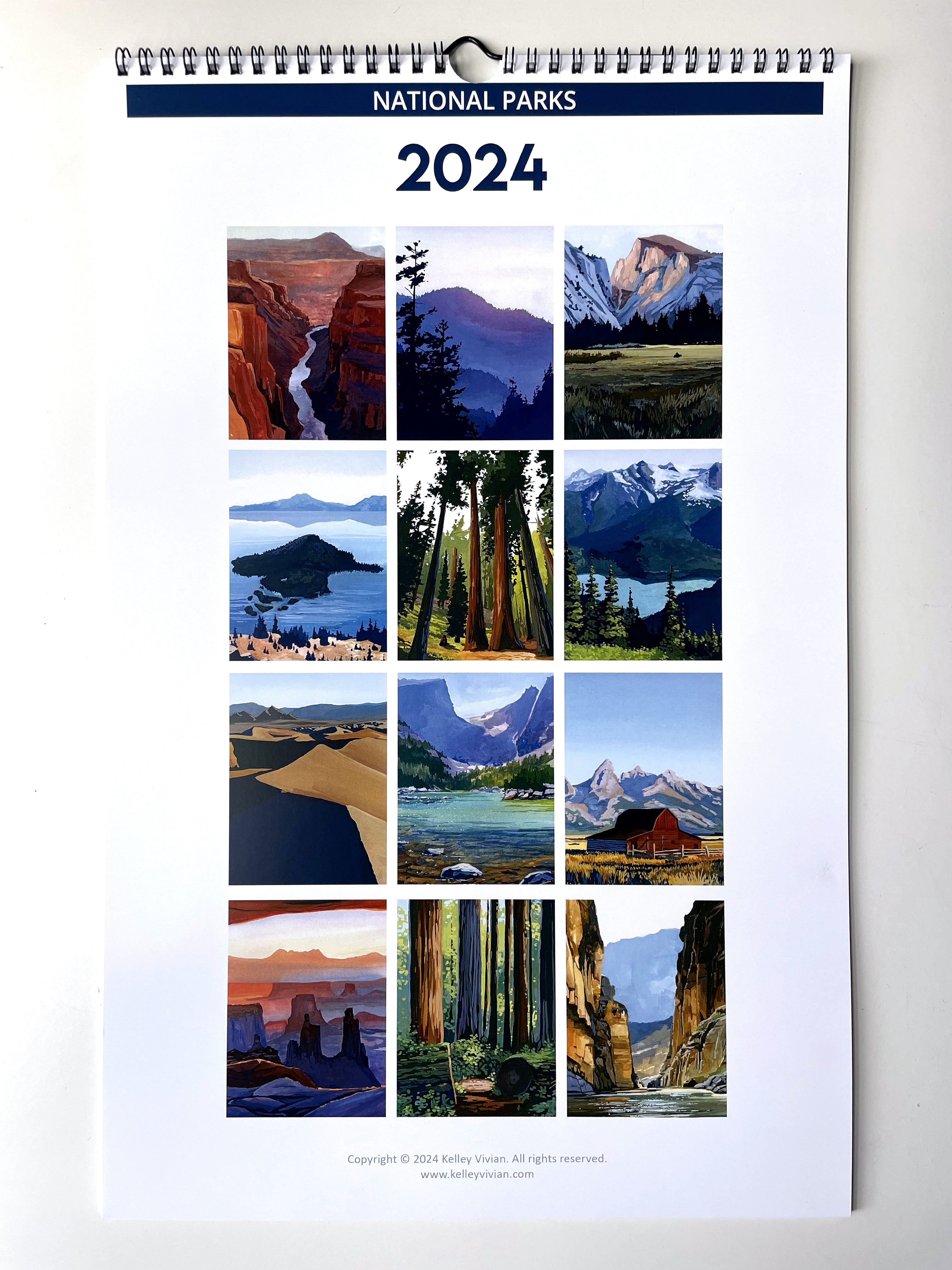 2024 National Parks Wall Art Calendar Kelley Vivian   2024 National Park Bac Wall Art Calendar Kelley Vivian 