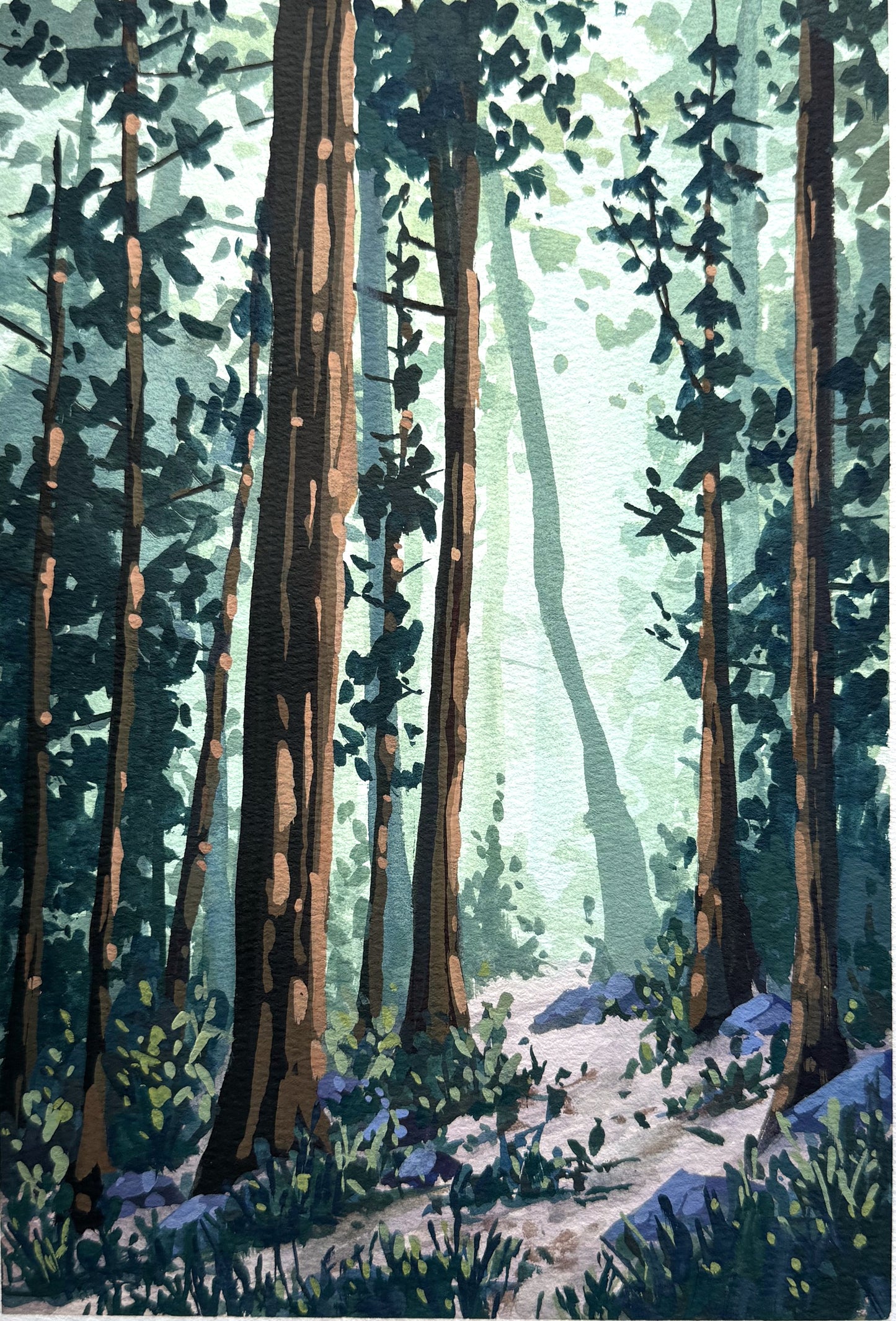 'Among the Trees' Original Gouache Painting