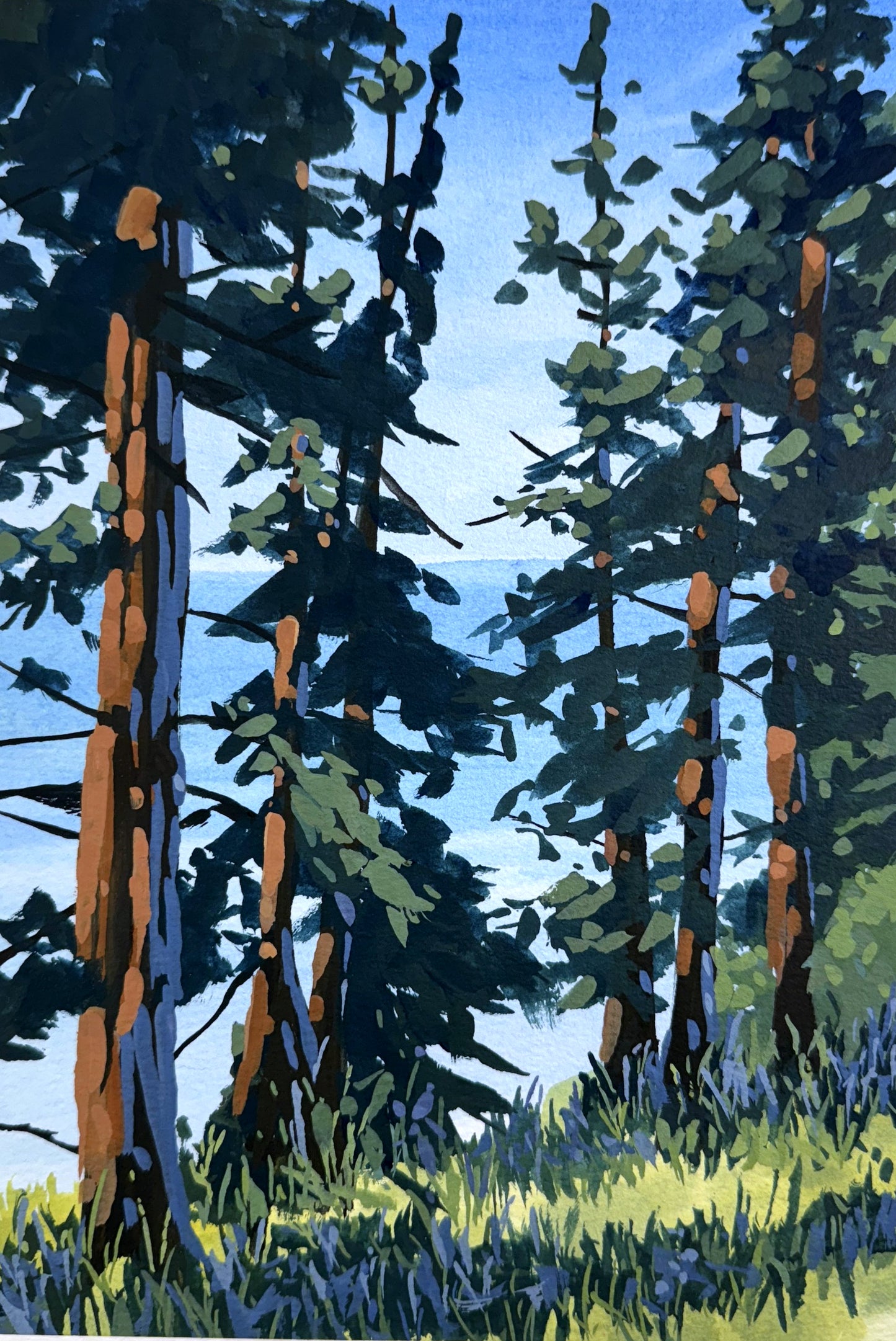 'Blue Skies Ahead' Original Gouache Painting