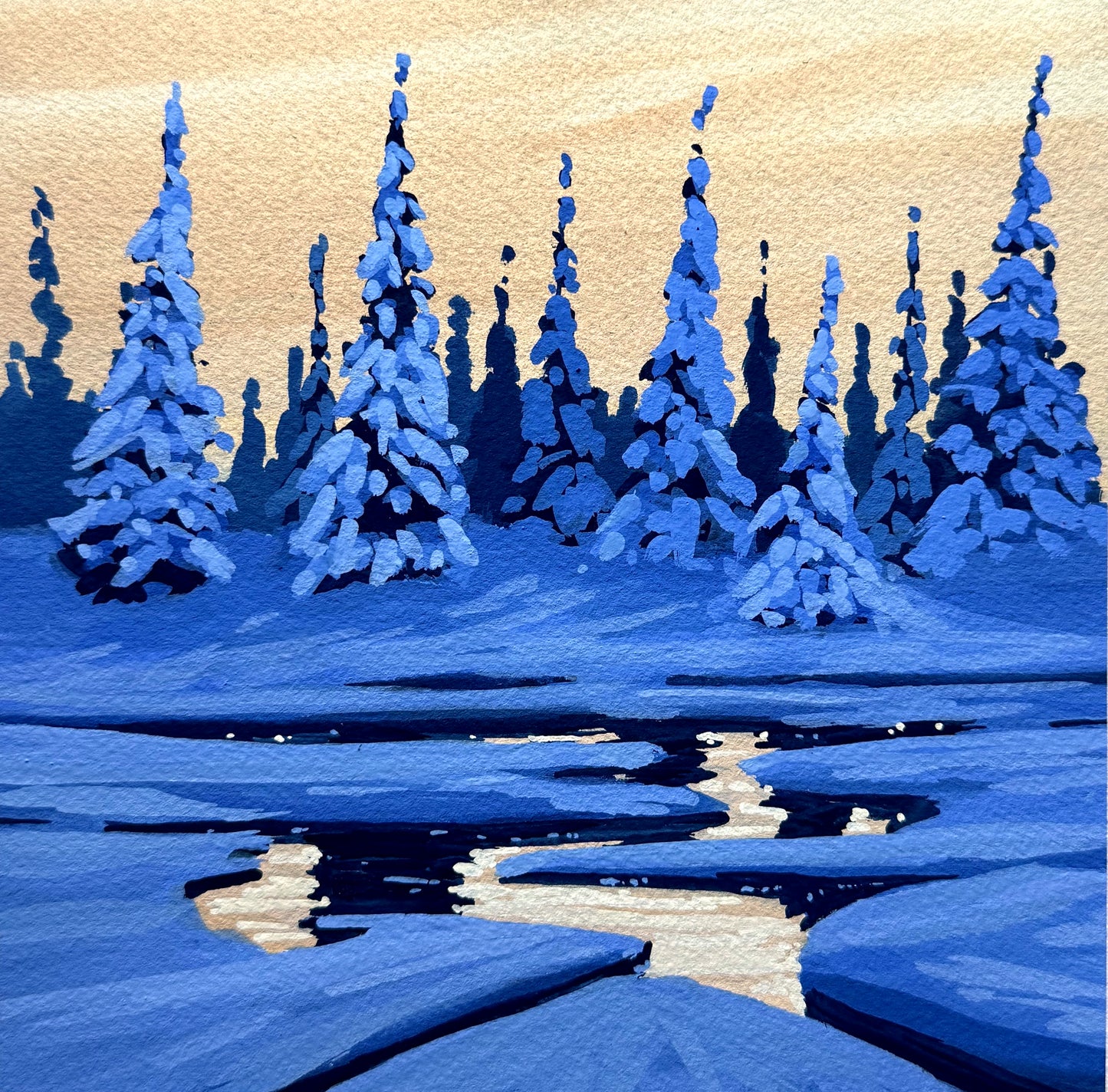 'Chill of Winter' Original Gouache Painting