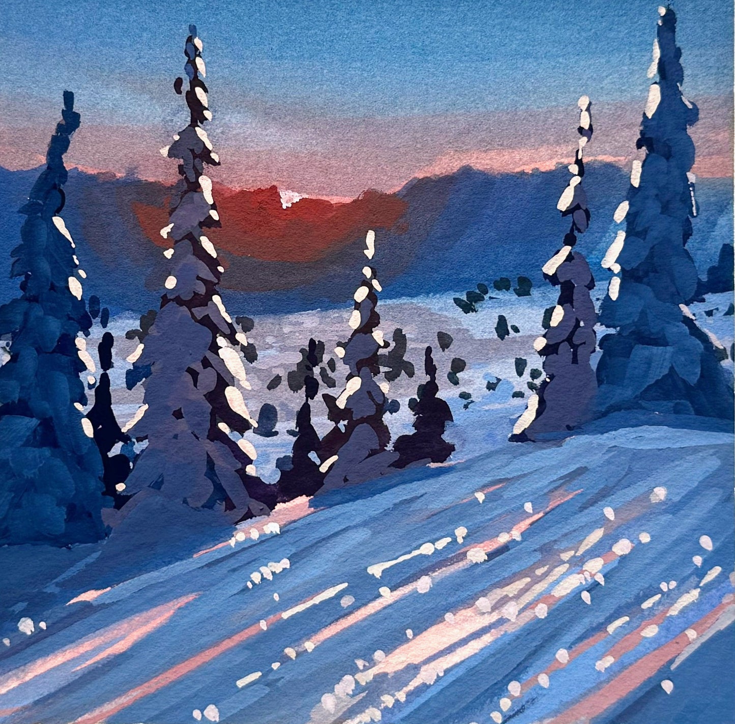 'Downhill View' Original Gouache Painting