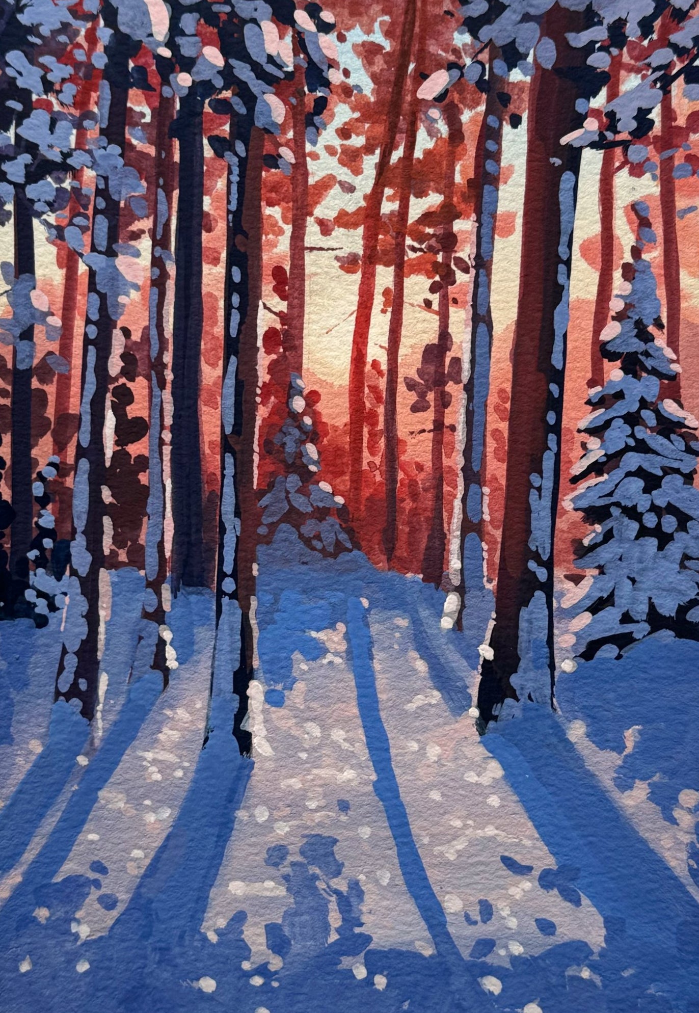 'Wooded Light' Original Gouache Painting