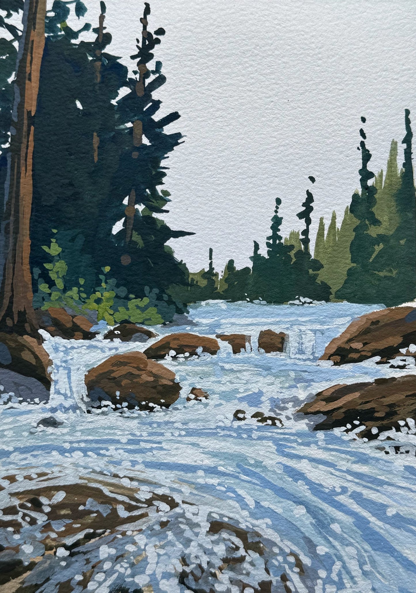 'Northern Rapids' Original Gouache Painting