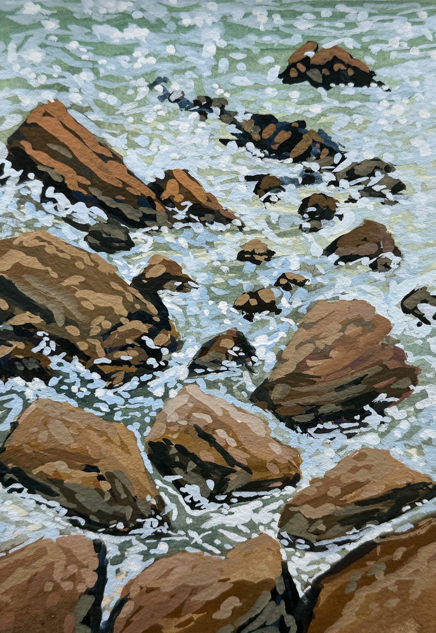 'Spattered Rocks' Original Gouache Painting