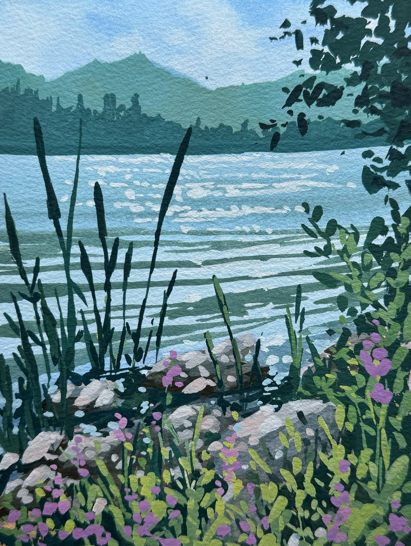 'Spring Shore' Original Gouache Painting