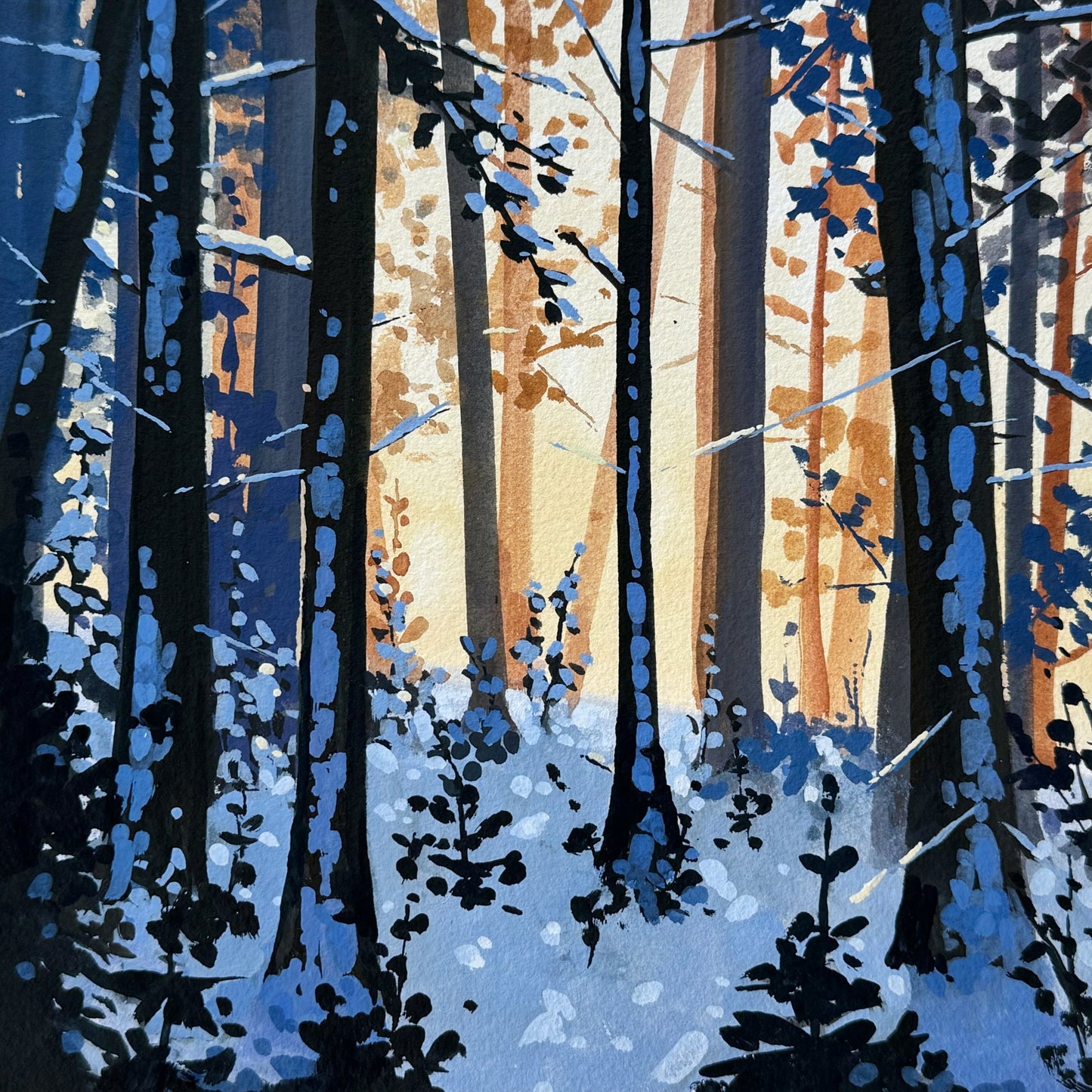 'Through the Woods' Original Gouache Painting