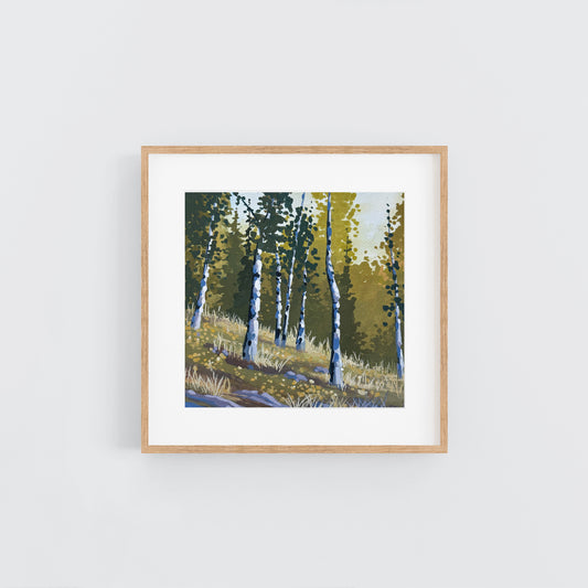 'Uphill Birch' Original Gouache Painting