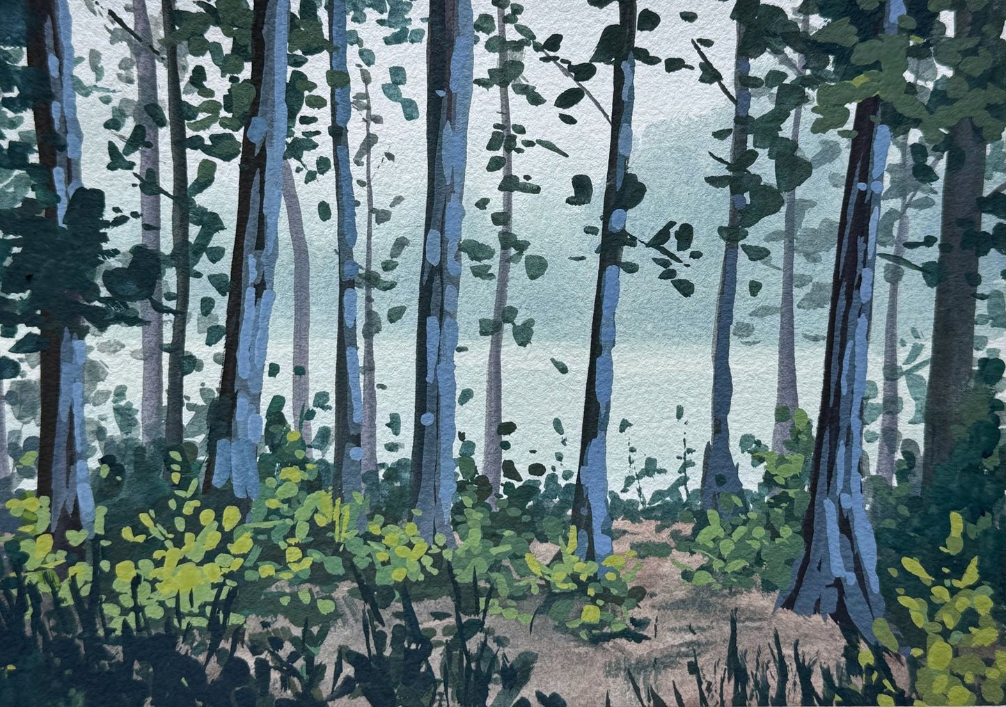 'Wooded Trail' Original Gouache Painting