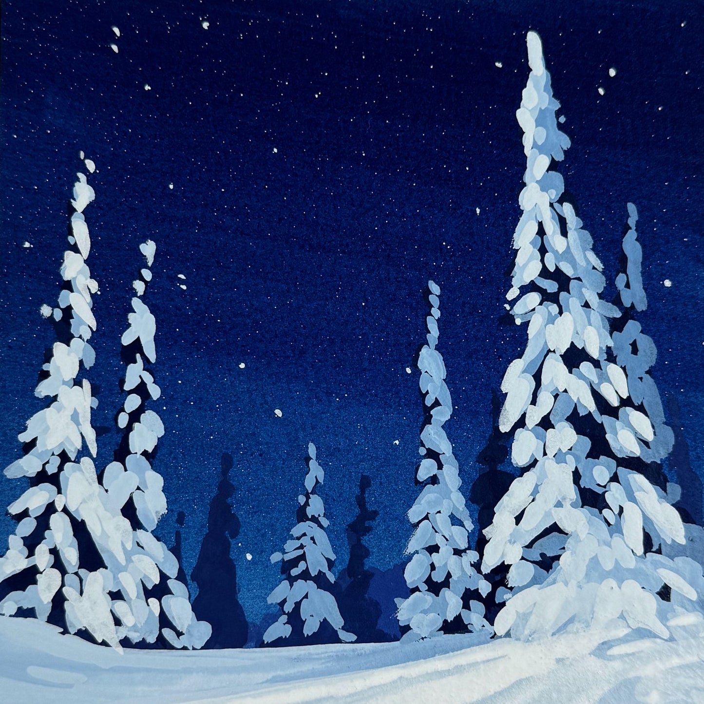 'Blanket of Snow' Original Gouache Painting