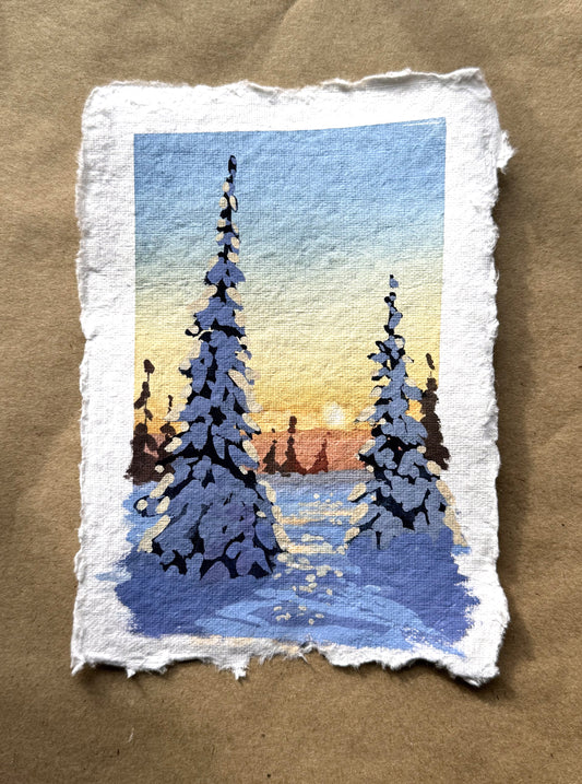 'Joys of Winter i' Original Gouache Painting