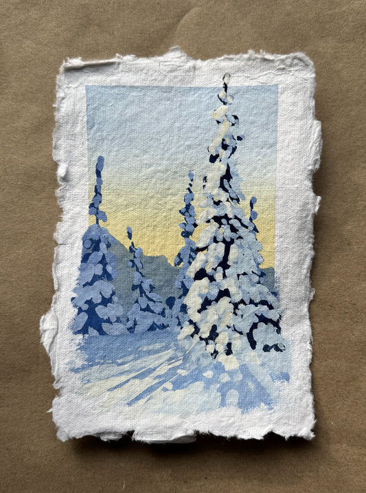 'Joys of Winter vii' Original Gouache Painting