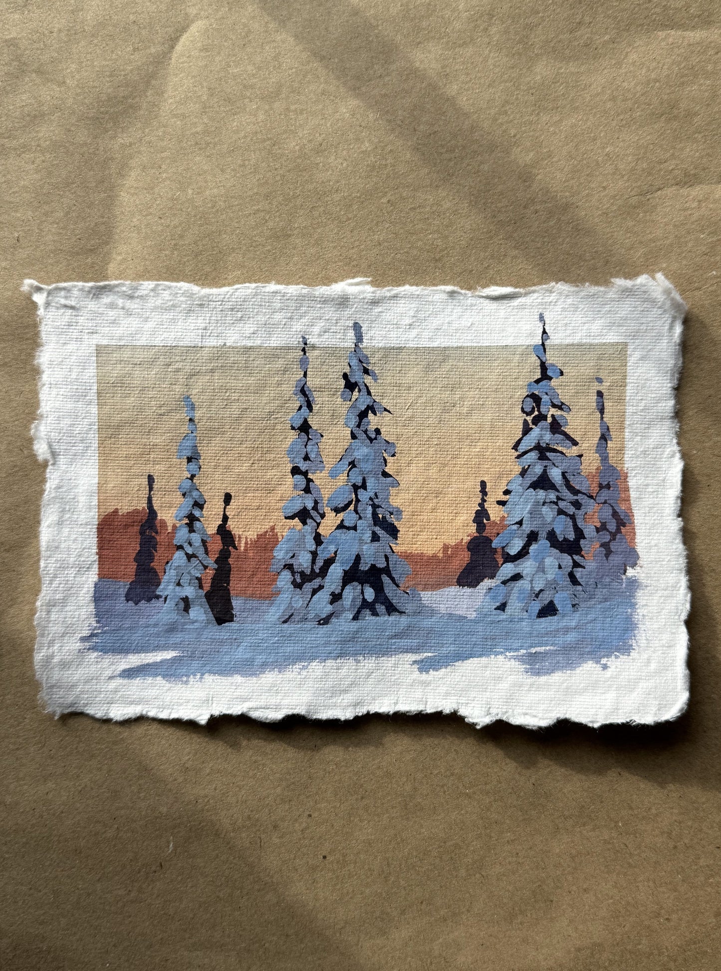 'Joys of Winter ix' Original Gouache Painting