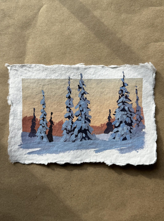 'Joys of Winter ix' Original Gouache Painting