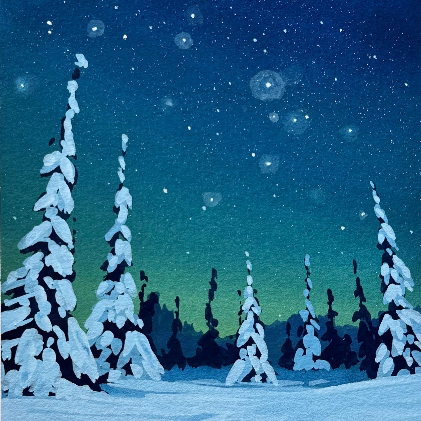 'Snow Globe' Original Gouache Painting